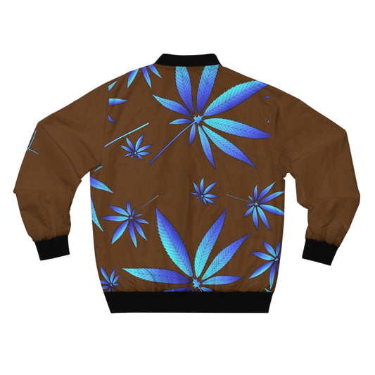 Soul Branded Blu Canna Leaf Bomber Jacket (Chocolate)