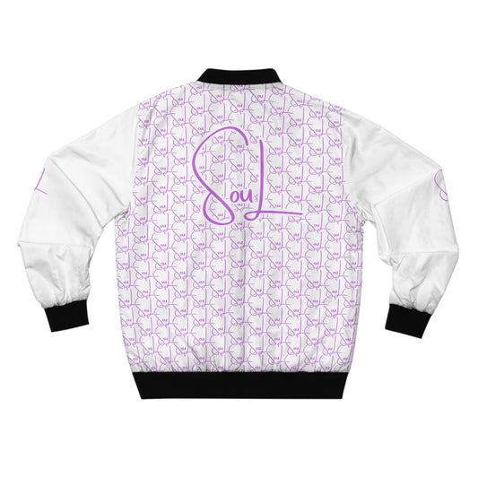 Soul Branded Purple Bomber Jacket (White)