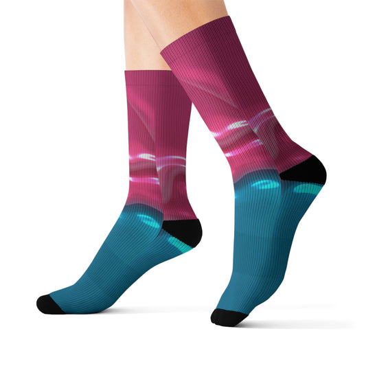 YHS Branded Pink Drip Sublimation Socks