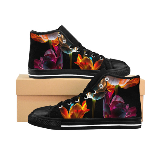 YHS Branded Blackout Neon Blooms Sneakers